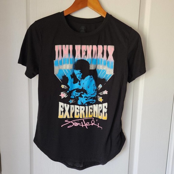 Jimi Hendrix Womens Black T-Shirt M Blouse Short Sleeve Band Graphic Crew Neck - Picture 1 of 3